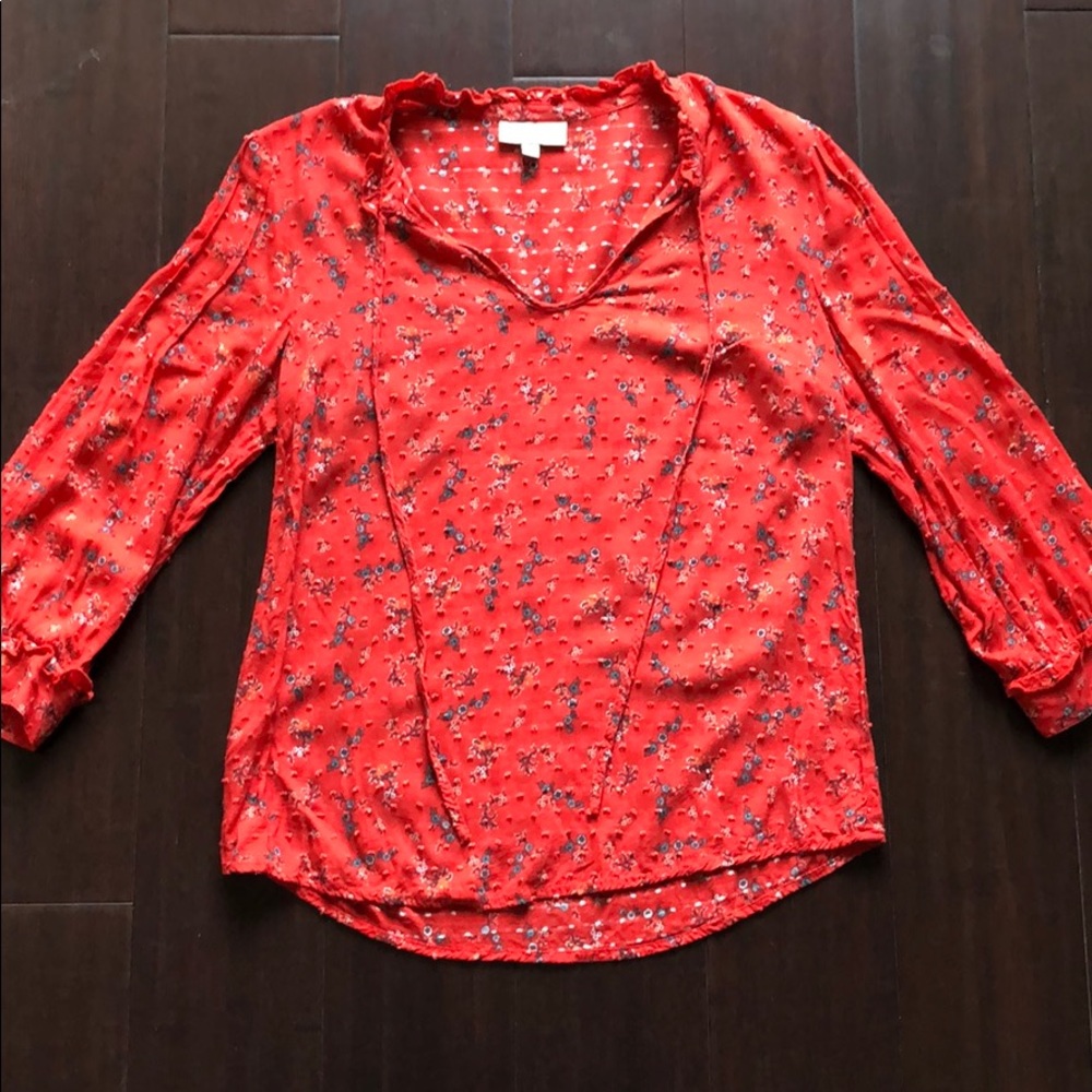 Modcloth | Swiss Dot Floral Ruffle Blouse